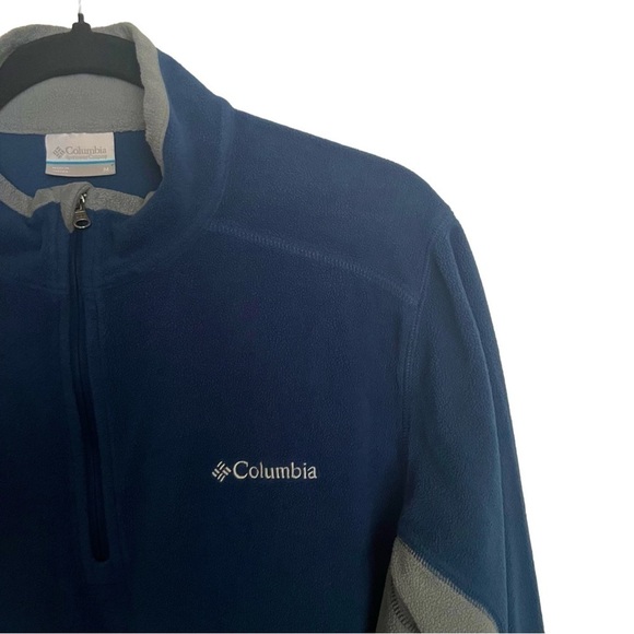 Columbia Blue Gray Half Zip Fleece Pullover Sweater Medium - Picture 7 of 10